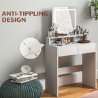 Zee Makeup Vanity Desk with Mirror and LED Lights, for Bedroom, Modern Dressing Table with Drawers, Compartments, White