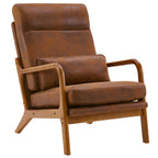 Dale Mid‑Century Modern Leisure Chair – High‑Back Solid Wood Armchair with Bronzing Cloth Upholstery (Orange)