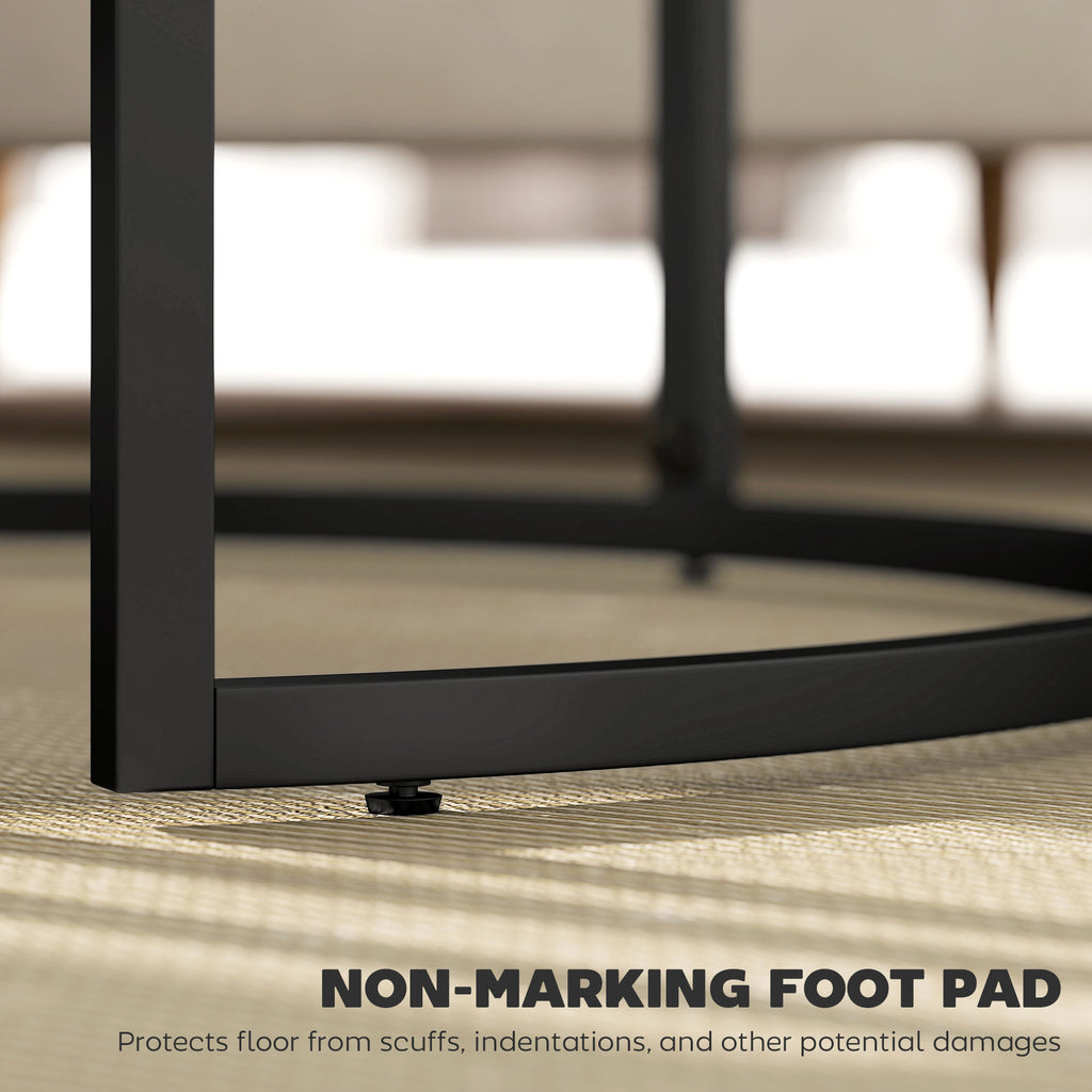 Zephyr Modern Coffee Table Set of 2, Nesting Side Tables w/ Metal Base for Living Room Bedroom Office Faux Marbled Grey