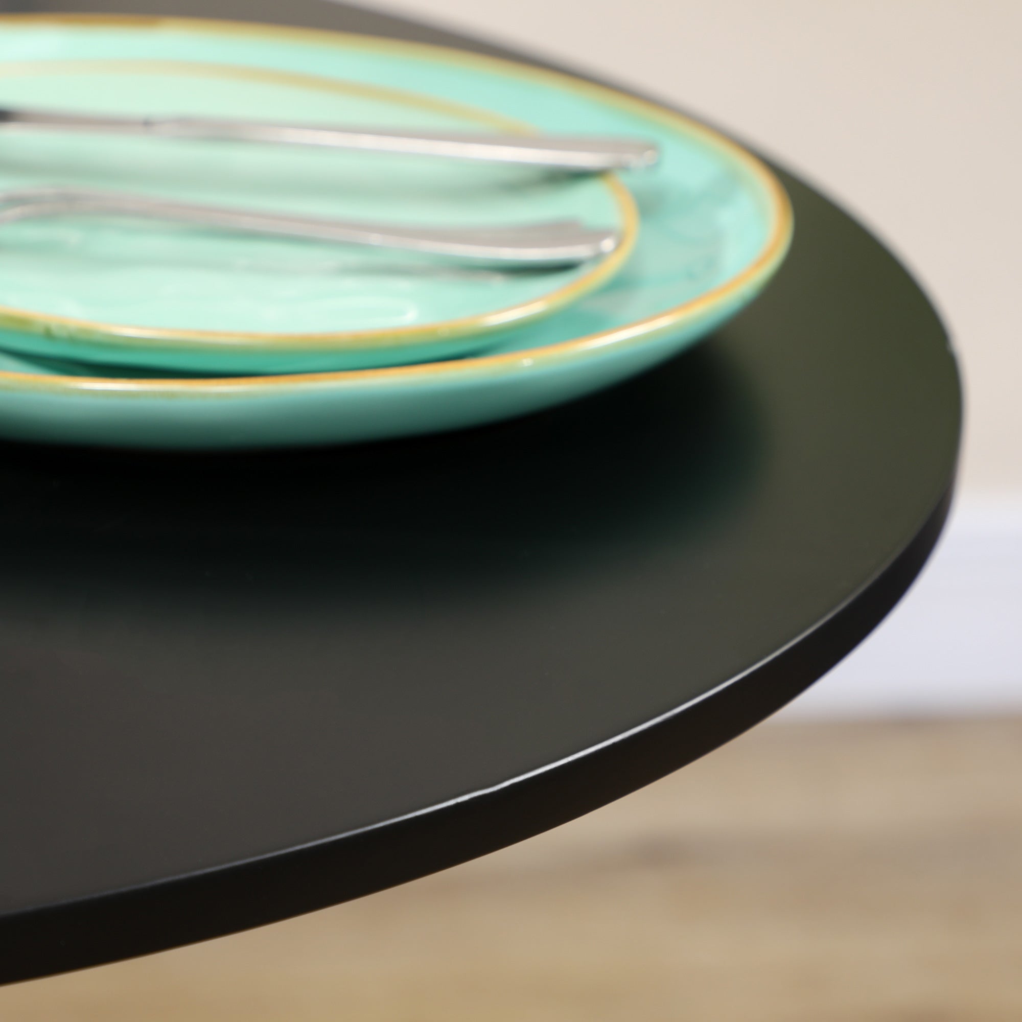  Round Dining Table with Steel Base for Living Room