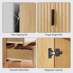 Alexis Modern Wardrobe Closet, Freestanding Armoire with Soft-Close Doors, 2 Drawers and Hanging Rod for Bedroom, Natural