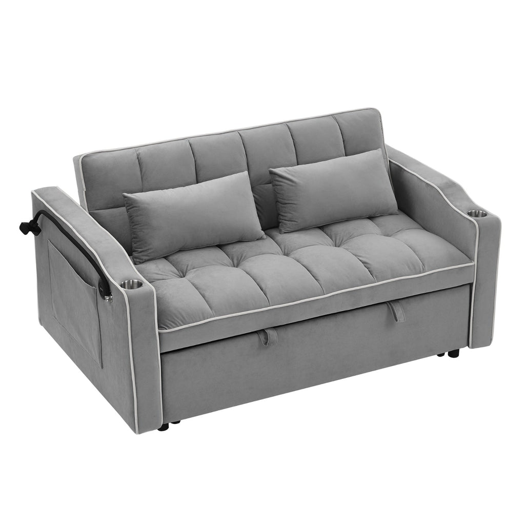 Belmont 55.51 Inch Versatile Foldable Sofa Bed In 3 Lengths, Modern Sofa Sofa