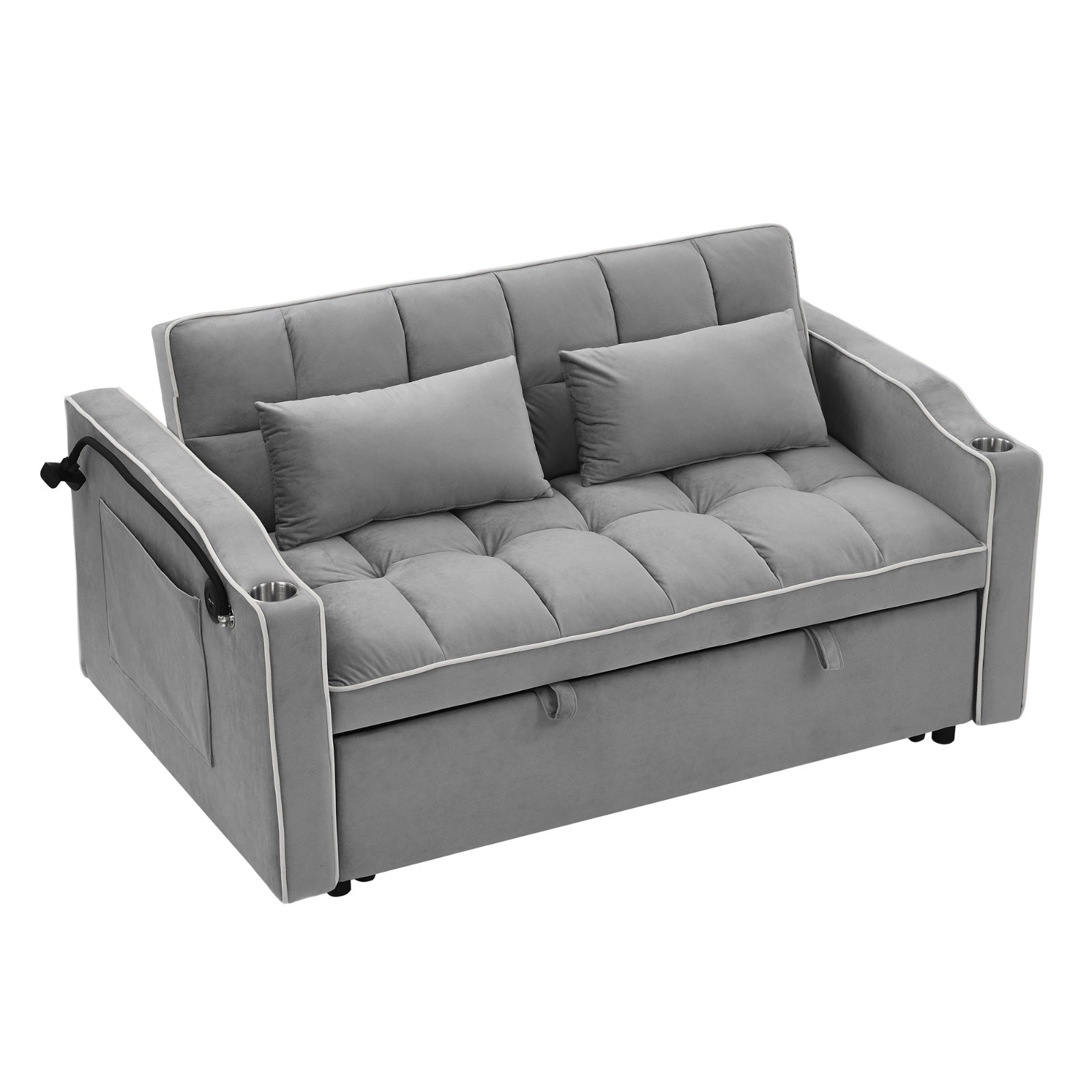 Belmont 55.51 Inch Versatile Foldable Sofa Bed In 3 Lengths, Modern Sofa Sofa