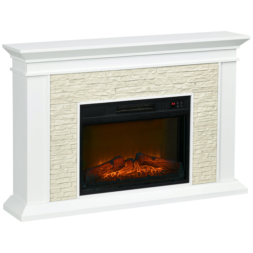 Freestanding fireplace heater with remote control and realistic flame effect