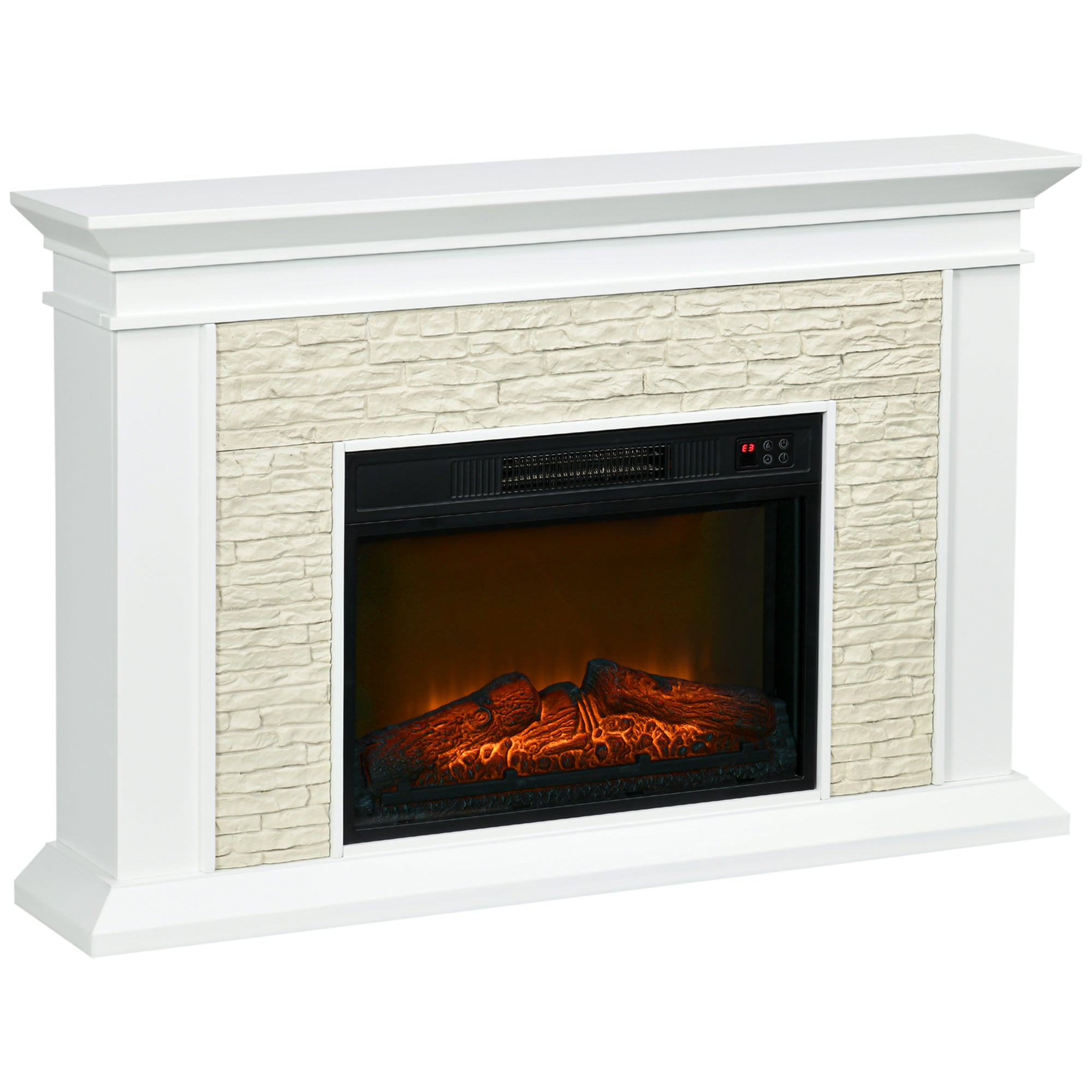 Freestanding fireplace heater with remote control and realistic flame effect