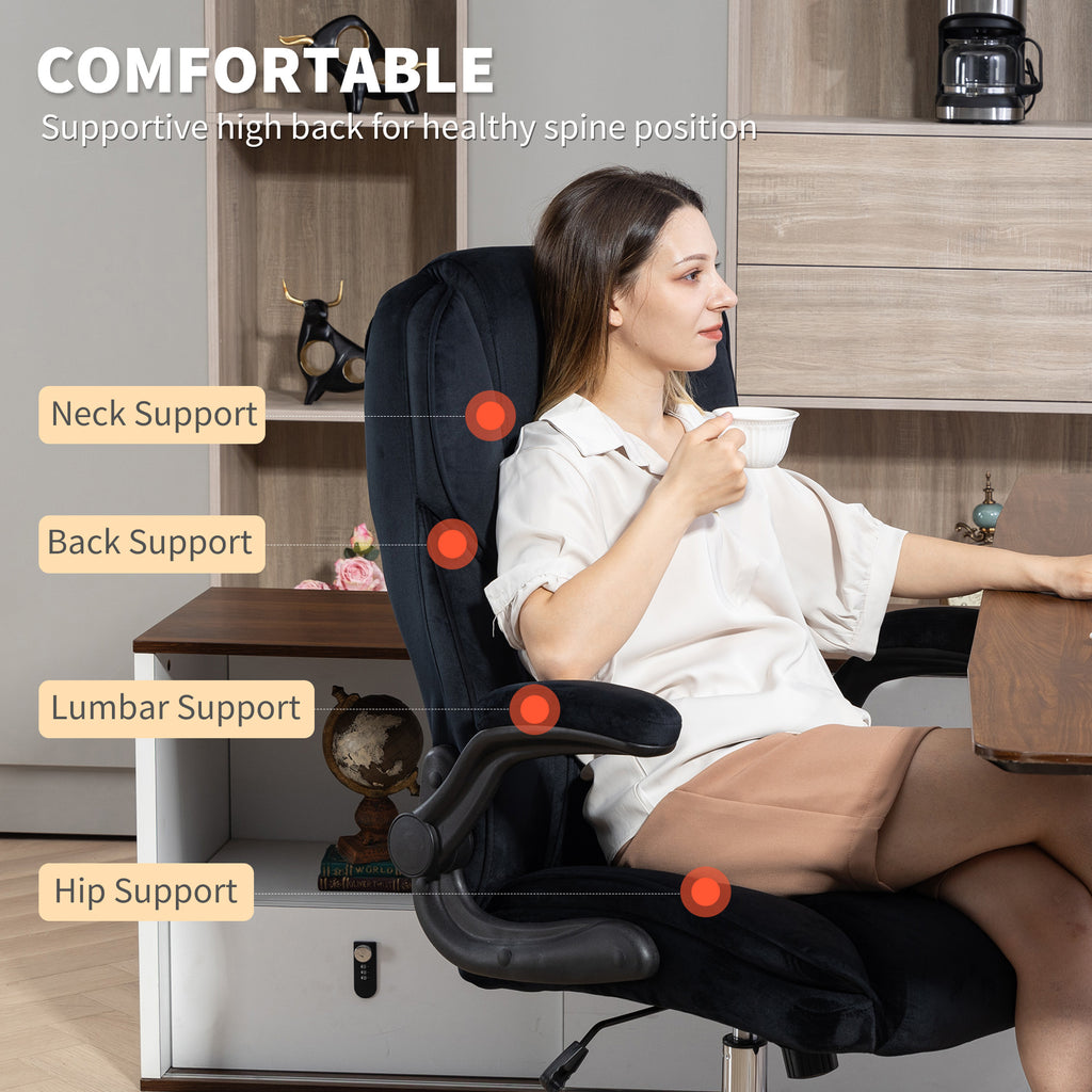 Hayden Executive Office Chair, Desk Chair with Flip-up Armrest, Diamond Fabric Computer Chair Office, Black