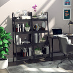 Keegan Set of 2, 4 Tier Ladder Shelf Bookcase/Multi-Use Display Rack for Home Office or Living Room-Black