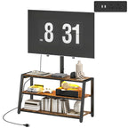 Bay TV Stand with Mount and Power Outlet, Swivel TV Stand Mount with LED Lights for 32-70 Inch TVs for Living Room, Bedroom