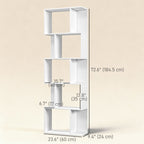 Nevada Modern 5-Tier Geometric S-Shaped Bookcase-White