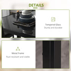 Zaya 5-Piece Rectangular Glass Kitchen Table and Chairs with Metal Frame and Faux Leather Upholstery for Dining Room, Black