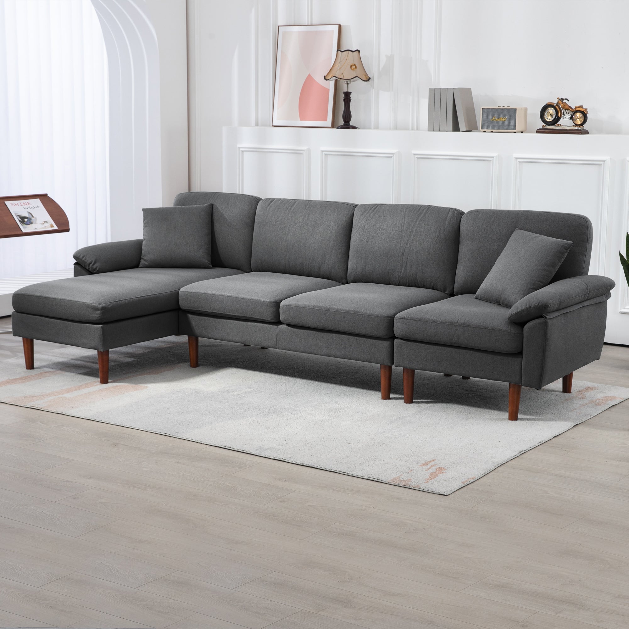 Elliott Modern Reversible Sectional with Changeable Chaise Lounge-Dark Grey