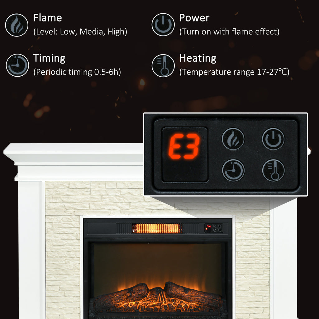 Freestanding fireplace heater with remote control and realistic flame effect