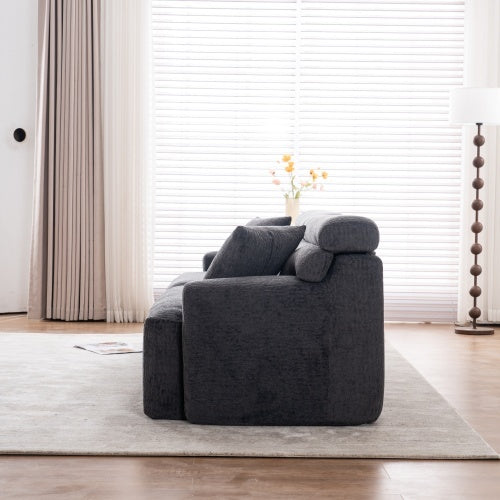 Avison Gray Compression Sofa 4-seater Combined Sofa, Wood Grain