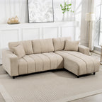 WILSHERE Reversible Sectional with Integrated Seat, 3 Seater L-Shaped Sofa with Changeable Chaise, Spring Cushion, 2 Pillows, Beige