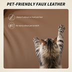 Elite Office Chair with Massage, Pet-Friendly Faux Leather Reclining Desk Chair with Lumbar Support, Footrest, Brown