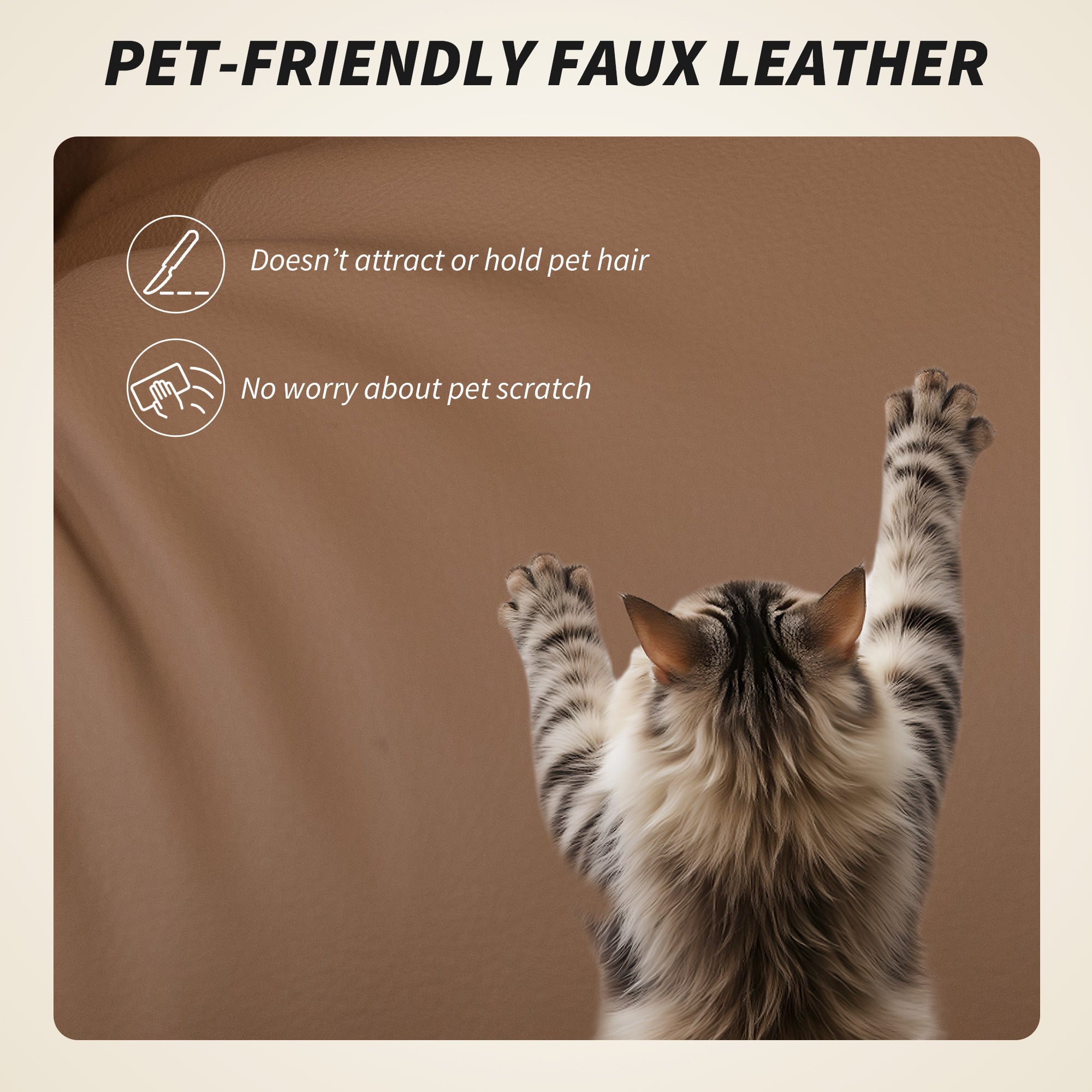 Elite Office Chair with Massage, Pet-Friendly Faux Leather Reclining Desk Chair with Lumbar Support, Footrest, Brown