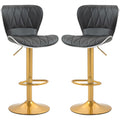 Maxi Counter Height Bar Stools Set of 2-Adjustable Height and Swivel Seat-Black/Gold