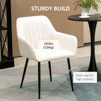 Robbie Dining Chairs Set of 2, Upholstered Linen Fabric Accent Chairs with Metal Legs, Beige