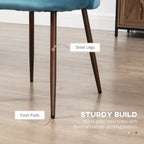 Rene Upholstered Dining Chairs Set of 4, Velvet Accent Chair with Back and Wood-grain Steel Leg for Kitchen, Blue