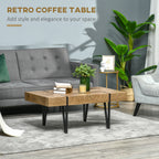 Aubrey Rustic Coffee Table, Rectangle Nature Central Table with Steel Hairpin Legs for Living Room
