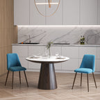 Rene Upholstered Dining Chairs Set of 4, Velvet Accent Chair with Back and Wood-grain Steel Leg for Kitchen, Blue