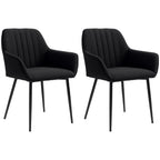 Robbie Dining Chairs Set of 2, Upholstered Linen Fabric Accent Chairs with Metal Legs, Black