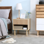 Laura Modern Bedside Table with Drawer and Open Shelf, Sofa Side Table for Bedroom Living Room, Natural