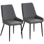 Blake PU Leather Kitchen Chairs, Modern Dining Chairs Set of 2 with Diamond Tufting and Steel Legs for Dining Room, Grey
