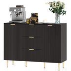 Ellis Modern Kitchen Storage Cabinet, Sideboard Buffet Cabinet w/ 3 Drawers and Adjustable Shelves for Kitchen Hallway, Black