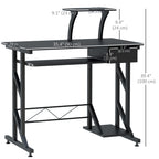 Indy Computer Desk with Keyboard Tray, Writing Desk with Drawer, Workstation for Home Office, Black (35.4"Lx19.7"Wx39.4"H)