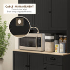 Denver 71" Kitchen Pantry Buffet with Hutch Storage Cabinet Microwave Oven Stand with Drawer, Black