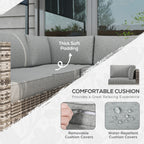 Brooke 4 Pieces Rattan Wicker Outdoor Conversation Furniture Set with Centre Table-Mixed Grey