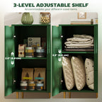 Ellis Modern Kitchen Storage Cabinet, Sideboard Buffet Cabinet w/ 3 Drawers and Adjustable Shelves for Kitchen Hallway, Green