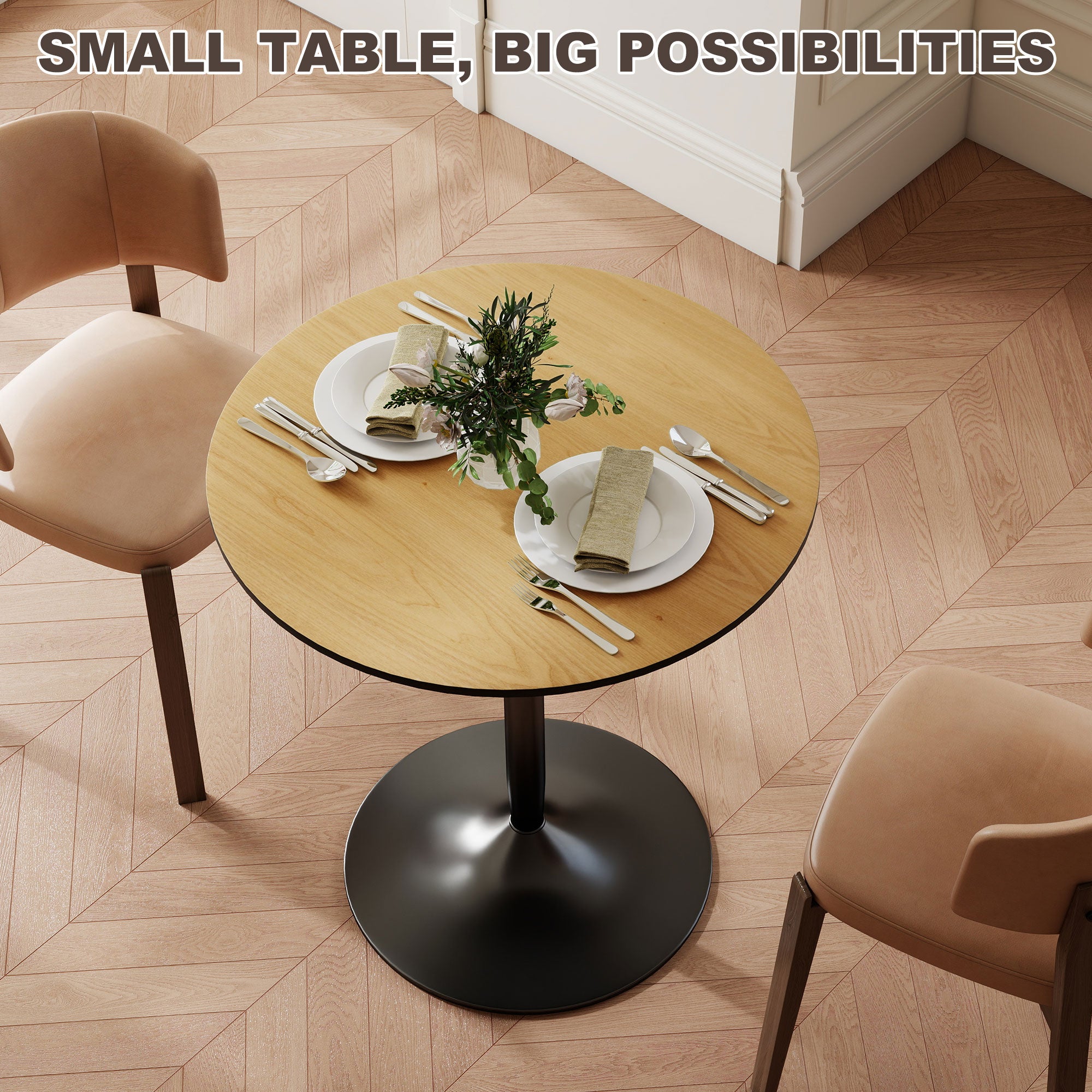  Modern Small Dining Table with Wood Veneer