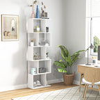 Nevada Modern 5-Tier Geometric S-Shaped Bookcase-White