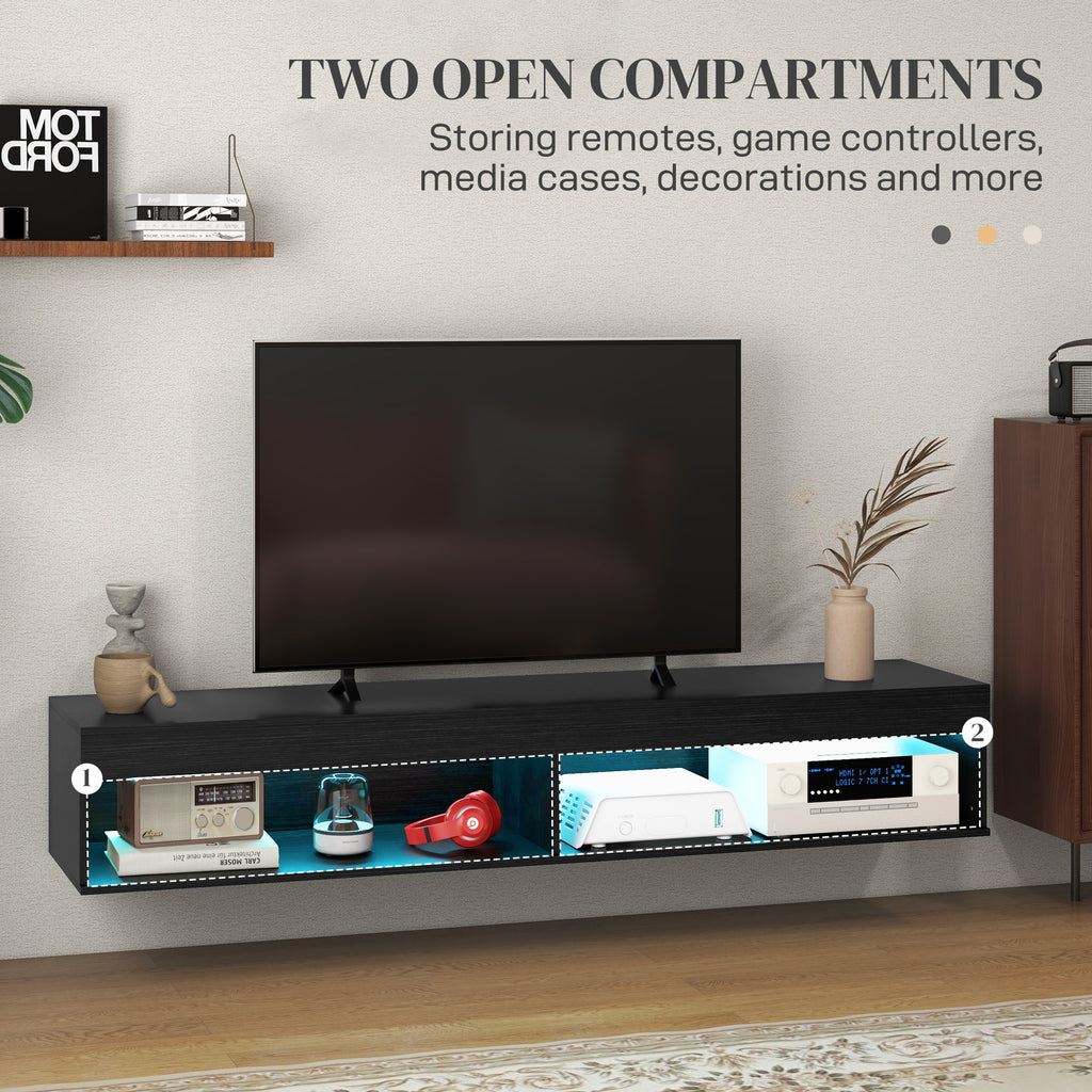 Lane Modern Wall Mounted TV Stand with Storage and LED Lights