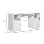 Bloom Computer Desk with Keyboard Tray and Drawers, Writing Desk, Home Office Workstation, White