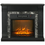 Easton electric fireplace mantel with glowing flame effect and elegant design, perfect for cozy indoor moments.