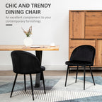 Dylan Set of 2 Mid-Back Dining Chair, Mid-Back Velvet-touch Upholstery Kitchen Chair for Living Room Dining Room, Black