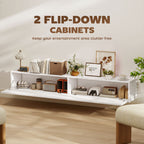  Wall Mount Media Console with 2 Fluted Flip-Down Doors