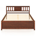 Wooden full size platform bed frame with headboard-Walnut