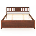 Wooden queen size platform bed frame with headboard-Walnut