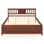 Wooden queen size platform bed frame with headboard-Walnut