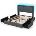 Loren upholstered queen bed frame grey