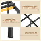 Bergen Queen Size Bed Frame with Storage Headboard & Charging Station – Industrial Metal Platform Bed