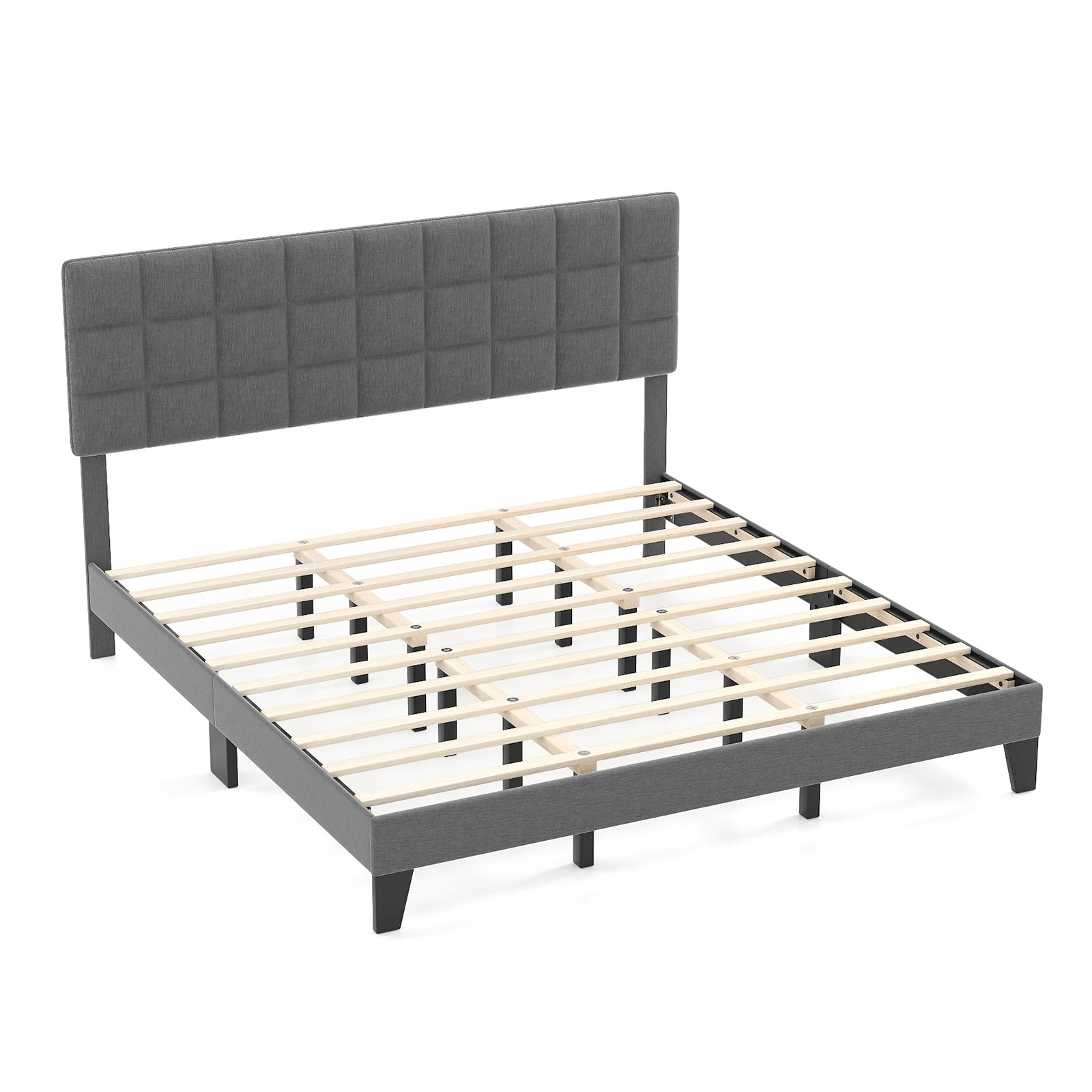 Fabric bed frame with upholstered material in King size