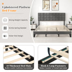 Corey King Size Modern Linen Bed Frame with Adjustable Headboard-Gray