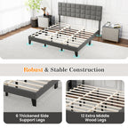 Corey King Size Modern Linen Bed Frame with Adjustable Headboard-Gray