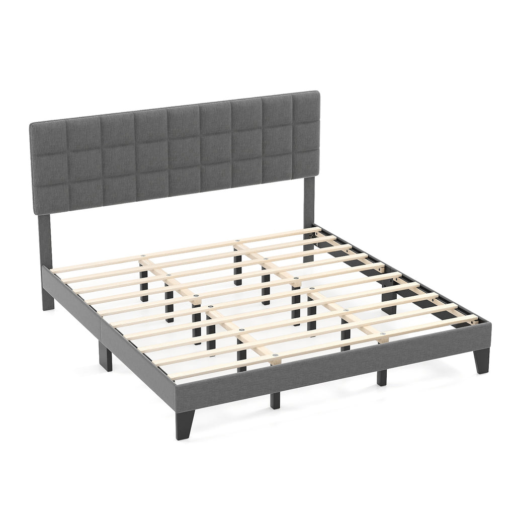 Fabric bed frame with upholstered material in Queen size