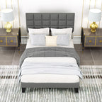 Corey Full Size Modern Linen Bed Frame with Adjustable Headboard-Gray